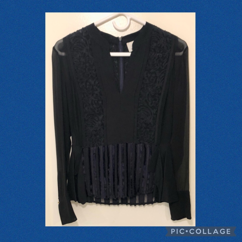 3.1 Phillip Lim Black Silk Textured Top